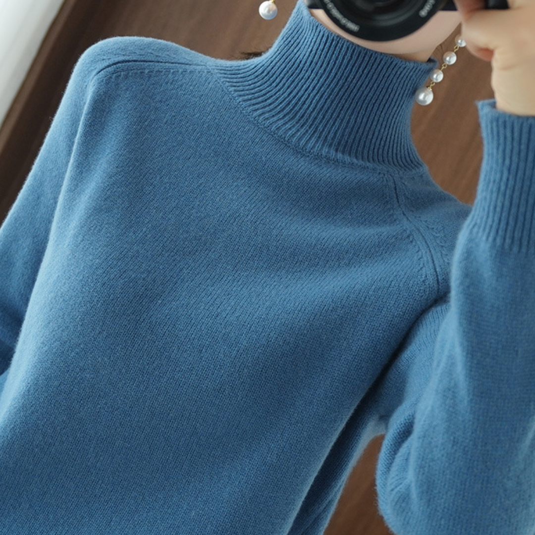 Pull à col roulé en laine mérinos