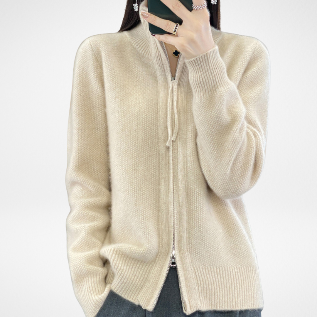 Cardigan zippé en cachemire 100% laine