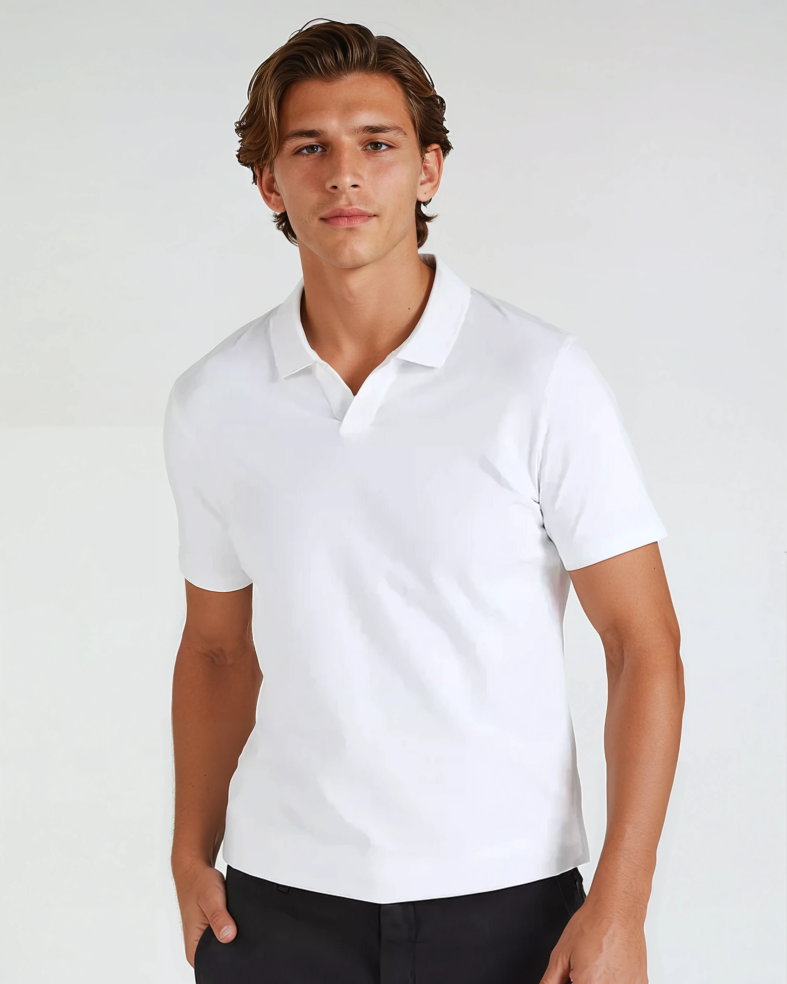 Polo Sans Boutons Blanche