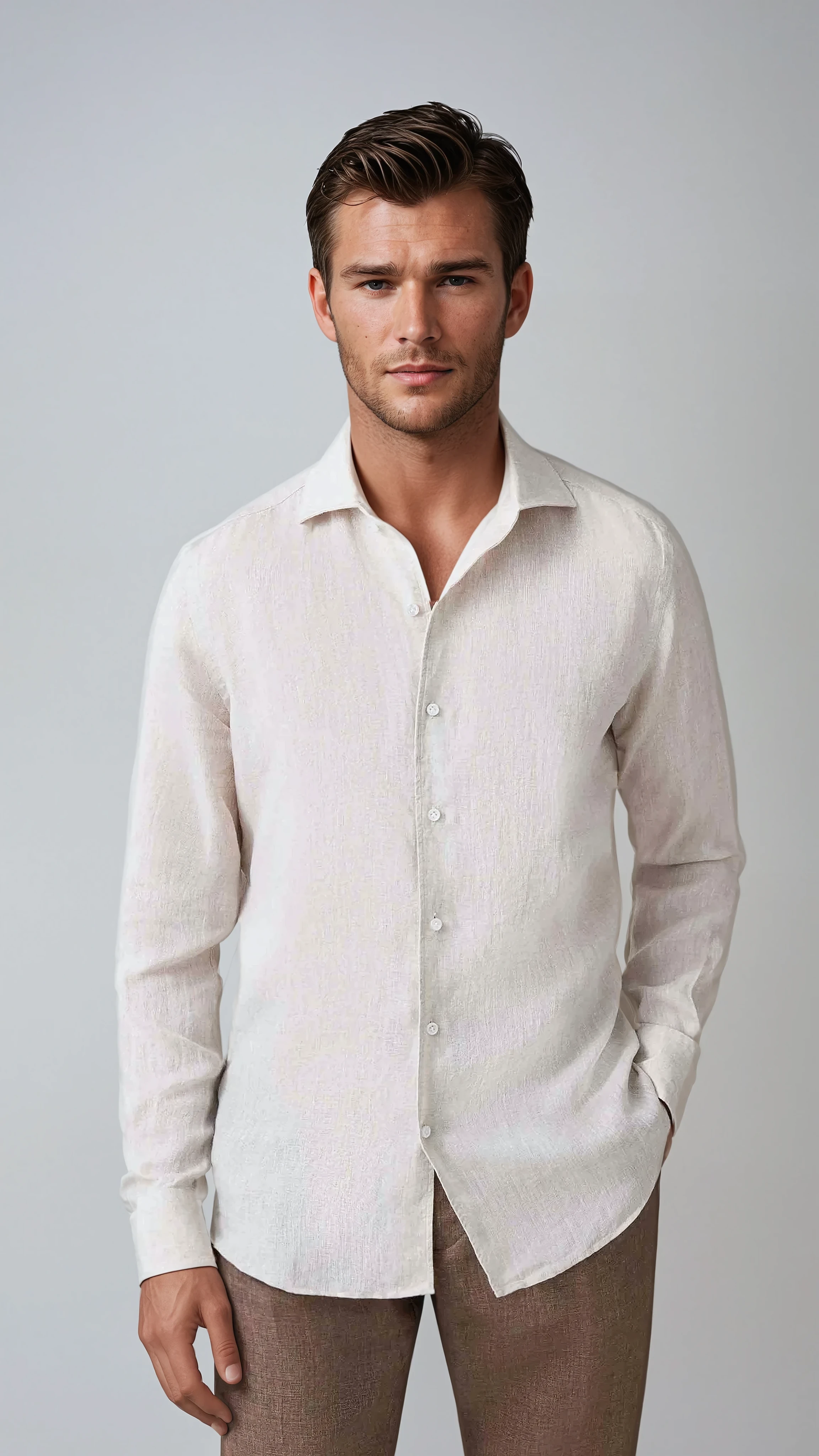 Chemise en lin beige